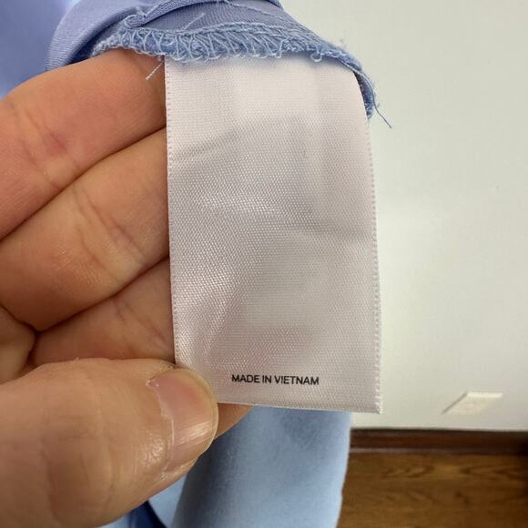 Express Blue Cowl Neck Satin Midi A-Line Dress - Picture 8 of 10